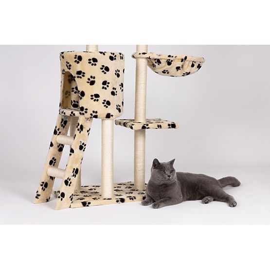 Cat Scratching Post House Tree Bed 138cm XL Paw Prints