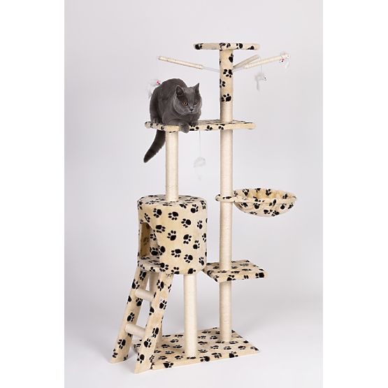 Cat Scratching Post House Tree Bed 138cm XL Paw Prints