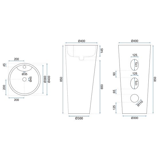 Ceramic Freestanding Washbasin Blanka Savana Matt