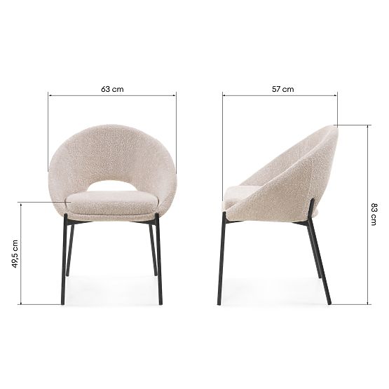 Chair with Backrest Opening Luigi Beige/Black Legs