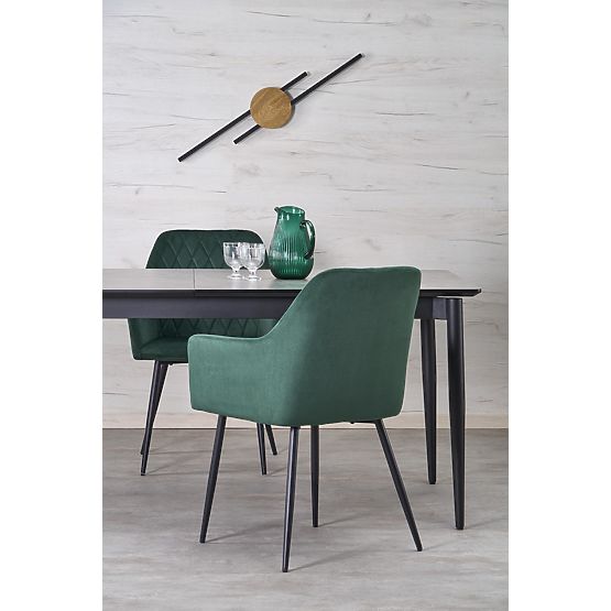 CHARLES Extendable Table, Top - Gray Marble, Legs - Black