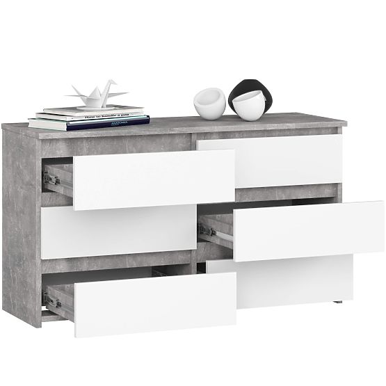 CHEST OF DRAWERS CL100 6DRW CONCRETE / WHITE