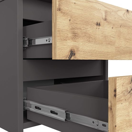 CHEST OF DRAWERS CL2 2SZ CLP PK GRAPHITE GREY / ARTISAN OAK