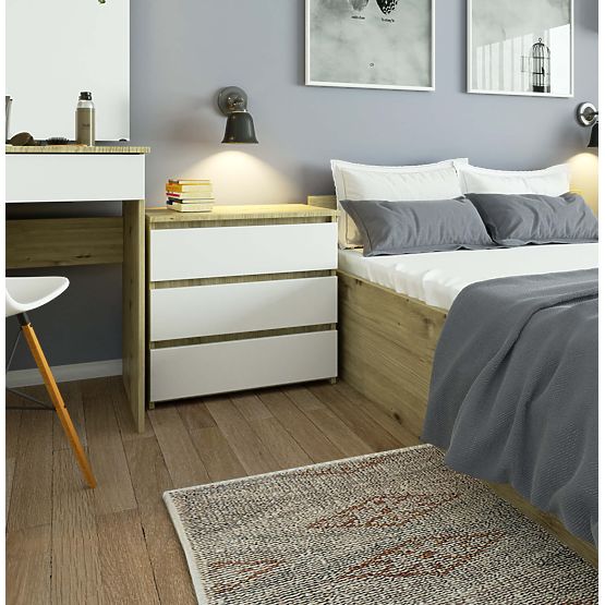 CHEST OF DRAWERS CL3 3SZ CLP PK ARTISAN OAK / WHITE