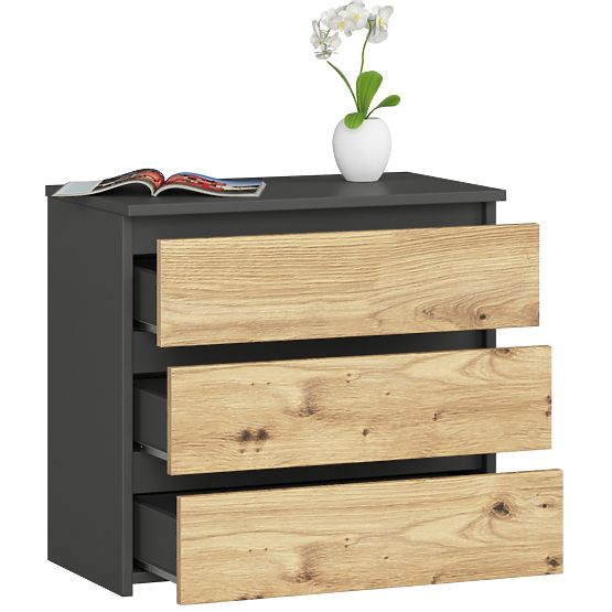 CHEST OF DRAWERS CL3 3SZ CLP PK GRAPHITE GRAY / ARTISAN OAK