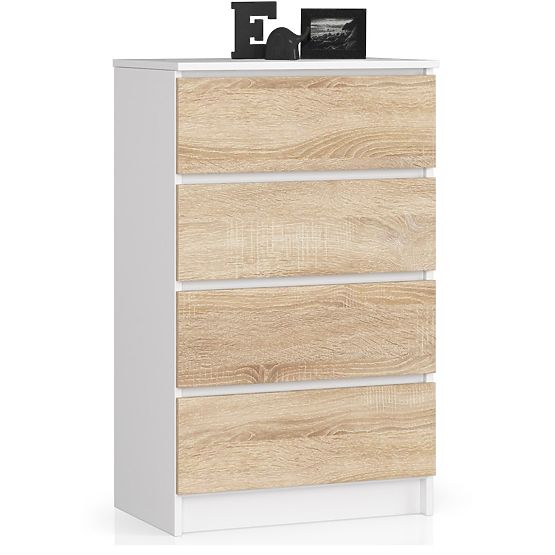 CHEST OF DRAWERS K 60 cm 4 DRAWERS WHITE / SONOMA