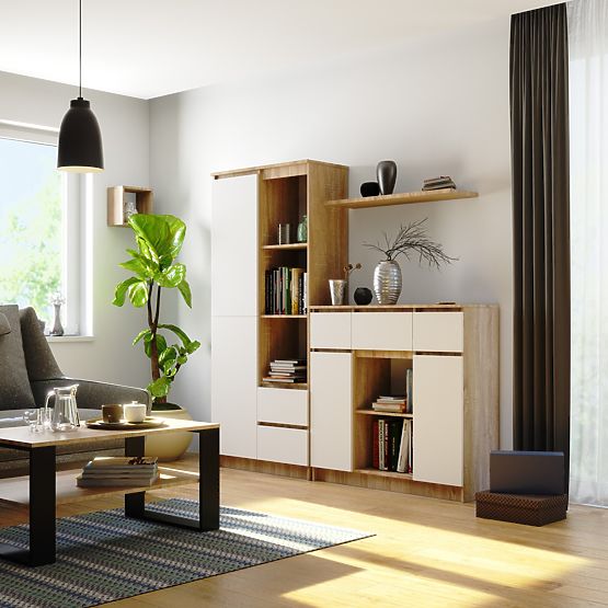 CHEST OF DRAWERS K100 2D 3SZ 1P PK OAK SONOMA / WHITE