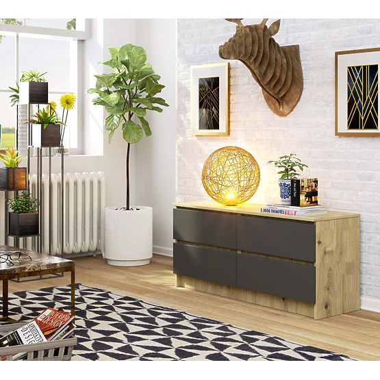 CHEST OF DRAWERS K120 4SZ CLP ARTISAN OAK / GRAY