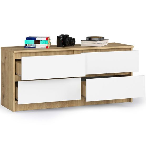 CHEST OF DRAWERS K120 4SZ CLP OAK ARTISAN / WHITE