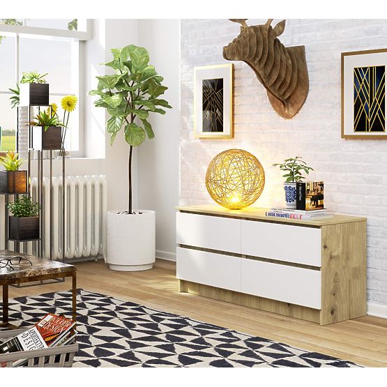 CHEST OF DRAWERS K120 4SZ CLP OAK ARTISAN / WHITE