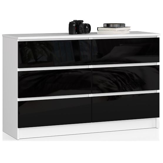 CHEST OF DRAWERS K120 6SZ CLP PK BLACK GLOSS