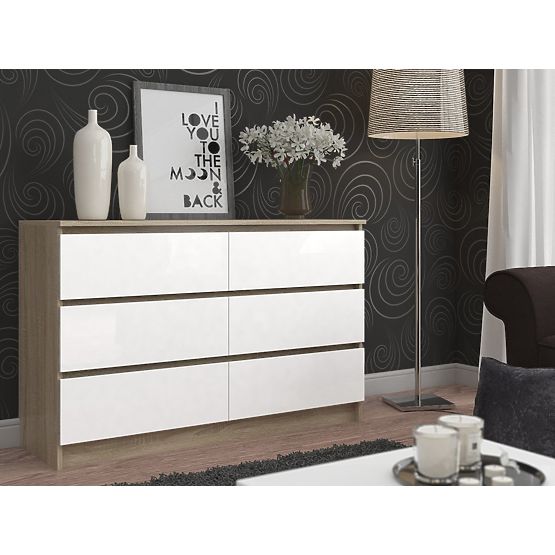CHEST OF DRAWERS K120 6SZ CLP PK OAK SONOMA / WHITE