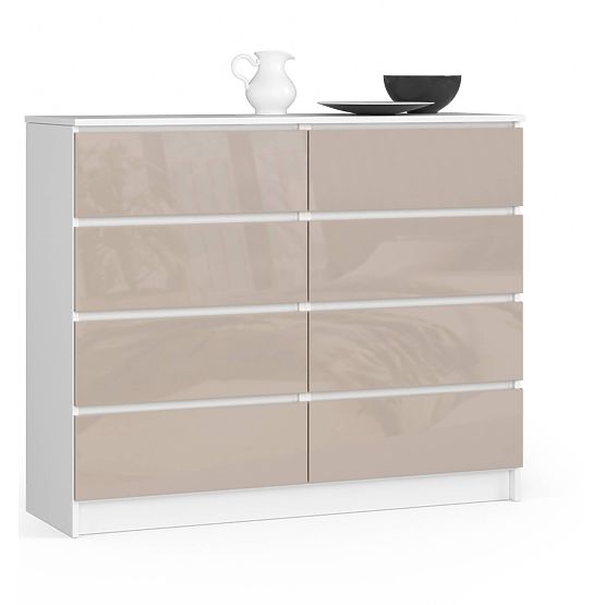 CHEST OF DRAWERS K120 8DR PK CAPPUCCINO GLOSS