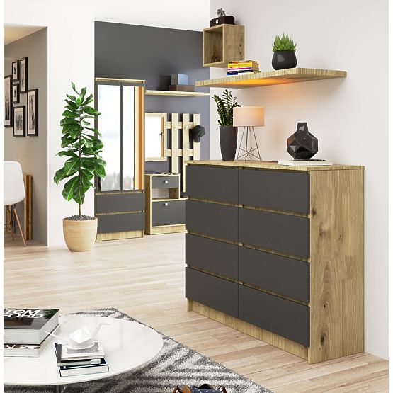 CHEST OF DRAWERS K120 8SZ CLP PK ARTISAN OAK / GRAY