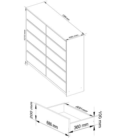 CHEST OF DRAWERS K140 10SZ CLP PK WHITE / SONOMA