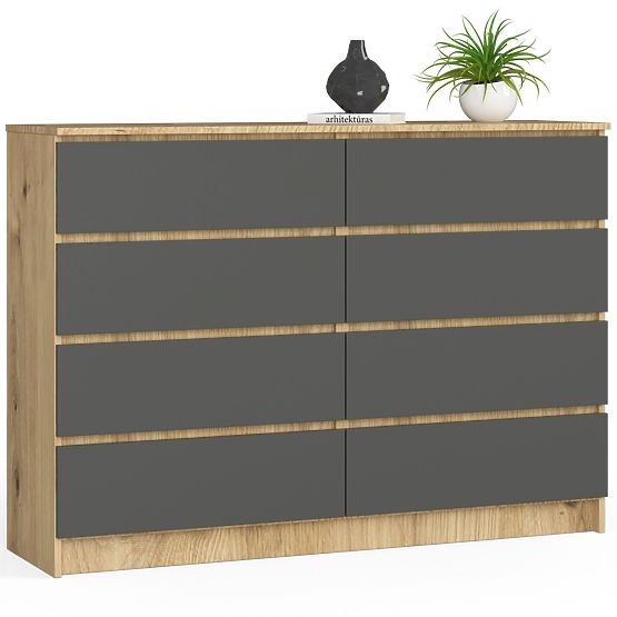 CHEST OF DRAWERS K140 8SZ CLP ARTISAN OAK / GRAY