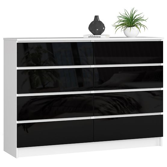 CHEST OF DRAWERS K140 8SZ CLP PK BLACK GLOSS