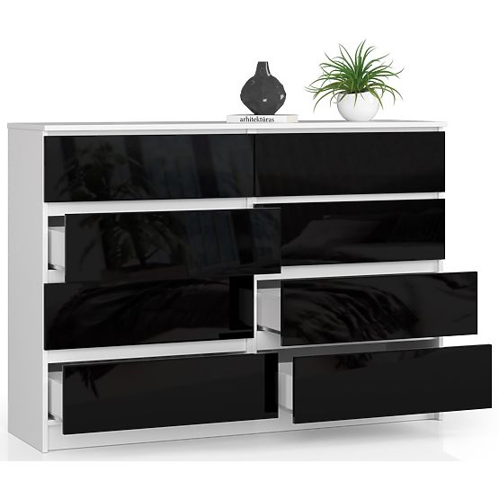 CHEST OF DRAWERS K140 8SZ CLP PK BLACK GLOSS