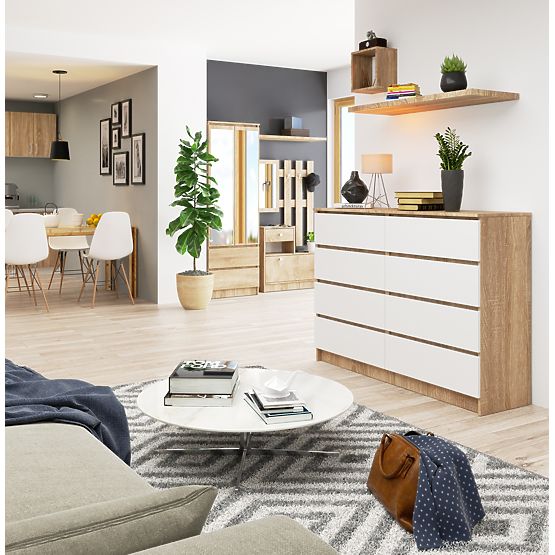 CHEST OF DRAWERS K140 8SZ CLP PK SONOMA / WHITE