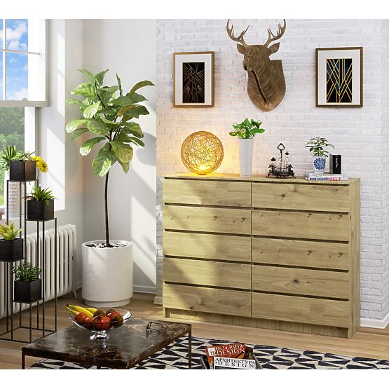 CHEST OF DRAWERS K160 10SZ CLP PK ARTISAN OAK