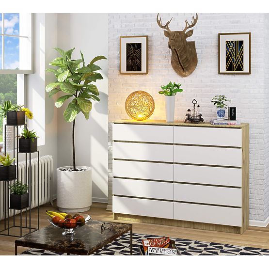CHEST OF DRAWERS K160 10SZ CLP PK OAK ARTISAN / WHITE