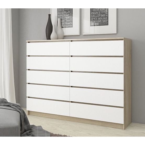 CHEST OF DRAWERS K160 10SZ CLP PK OAK SONOMA / WHITE