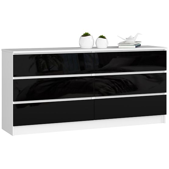 CHEST OF DRAWERS K160 6SZ CLP PK BLACK GLOSS
