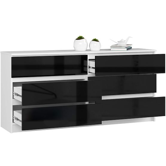 CHEST OF DRAWERS K160 6SZ CLP PK BLACK GLOSS