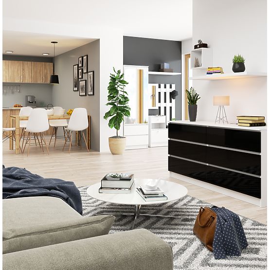 CHEST OF DRAWERS K160 6SZ CLP PK BLACK GLOSS