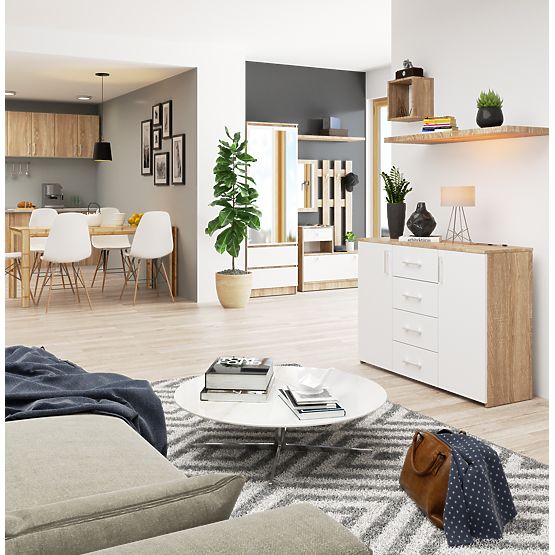 CHEST OF DRAWERS K45 PK OAK SONOMA / WHITE