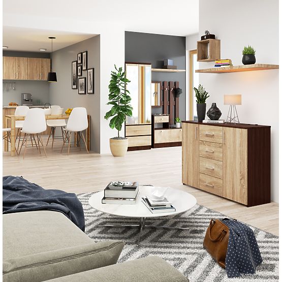 CHEST OF DRAWERS K45 WENGE / OAK SONOMA