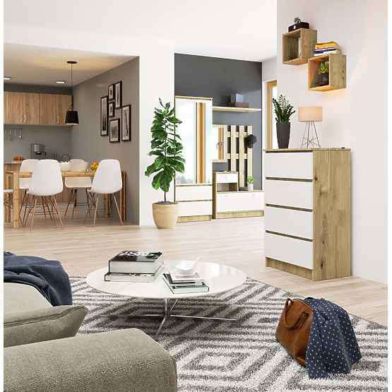 CHEST OF DRAWERS K60 4SZ PK OAK ARTISAN / WHITE