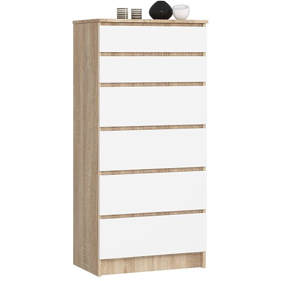 CHEST OF DRAWERS K60 6SZ CLP OAK SONOMA / WHITE