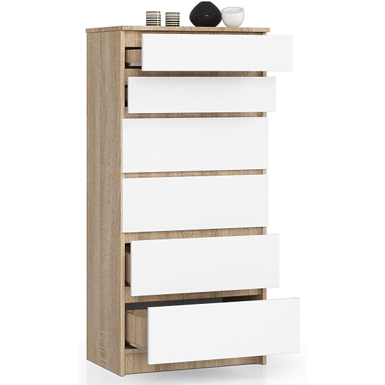 CHEST OF DRAWERS K60 6SZ CLP OAK SONOMA / WHITE