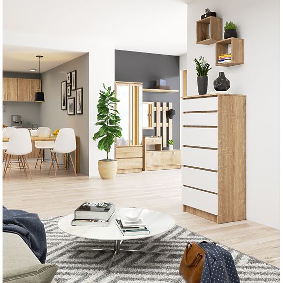 CHEST OF DRAWERS K60 6SZ CLP OAK SONOMA / WHITE