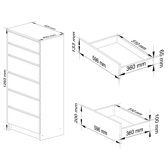CHEST OF DRAWERS K60 6SZ CLP PK ALDER