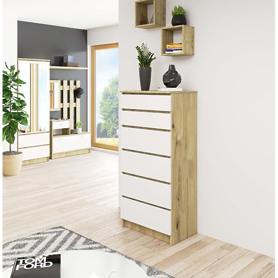 CHEST OF DRAWERS K60 6SZ CLP PK ARTISAN OAK / WHITE