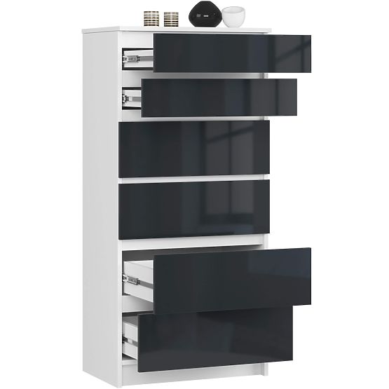 CHEST OF DRAWERS K60 6SZ CLP PK GRAPHITE GLOSS