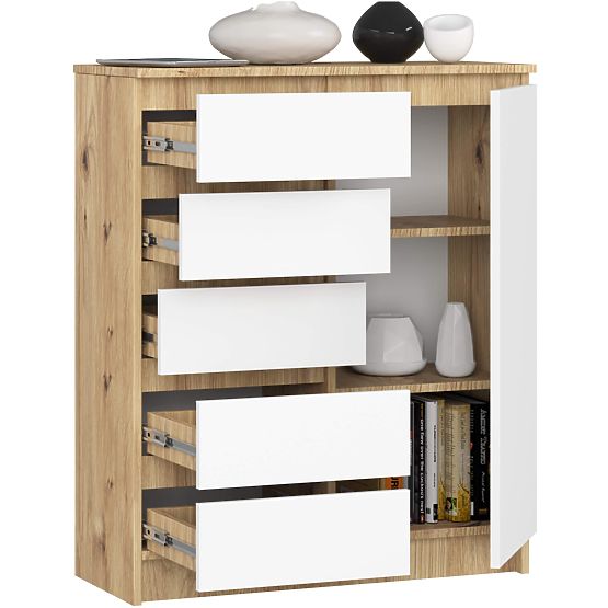 CHEST OF DRAWERS K80 1D 5SZ PK OAK ARTISAN / WHITE
