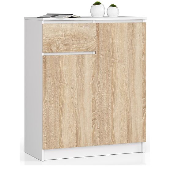 CHEST OF DRAWERS K80 2D 1SZ CLP PK WHITE / OAK SONOMA