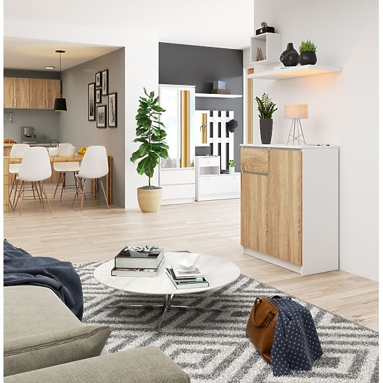 CHEST OF DRAWERS K80 2D 1SZ CLP PK WHITE / OAK SONOMA