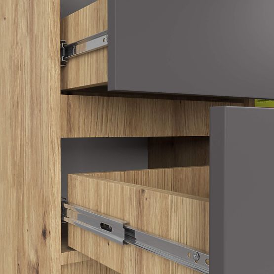 CHEST OF DRAWERS K80 JERRY 1D 3SZ PK OAK ARTISAN / GRAPHITE GRAY