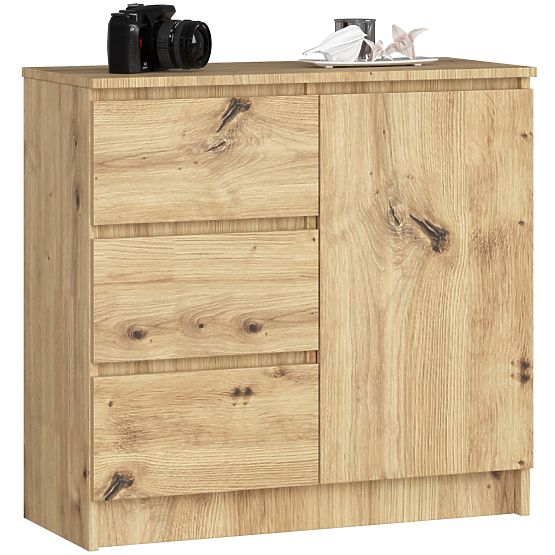 CHEST OF DRAWERS K80 JERRY 1D 3SZ PK OAK ARTISAN
