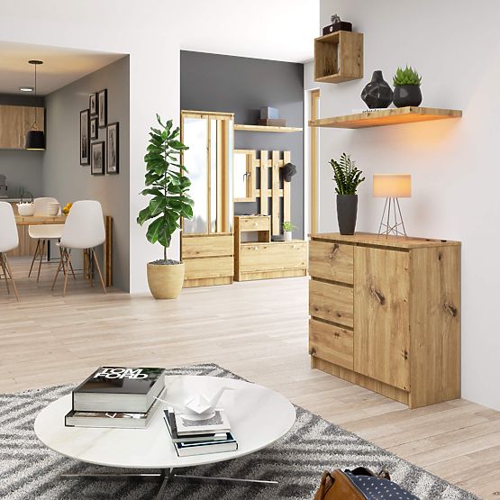 CHEST OF DRAWERS K80 JERRY 1D 3SZ PK OAK ARTISAN