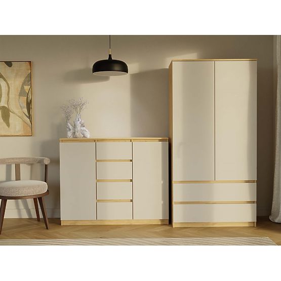 Chest of Drawers Malwa 2D4S 120 OAK ARTISAN CASHMERE BEIGE