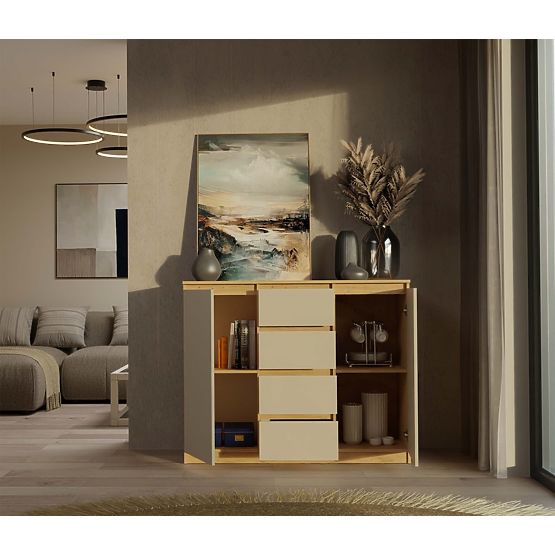 Chest of Drawers Malwa 2D4S 120 OAK ARTISAN CASHMERE BEIGE