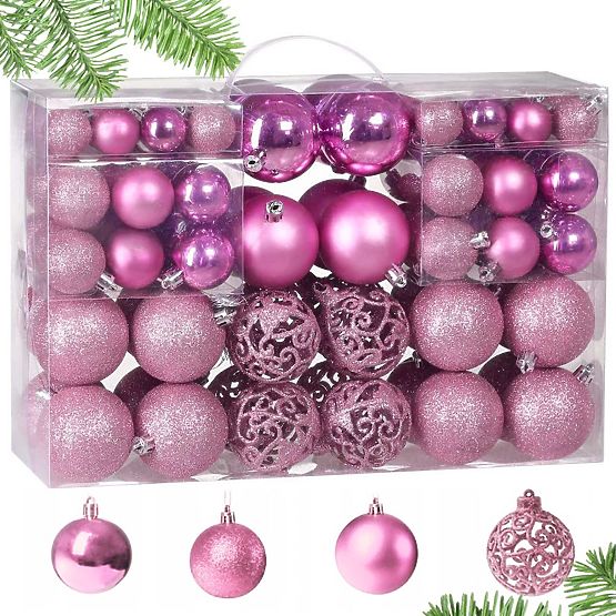 CHRISTMAS BALLS PINK 100PCS KL-21X03