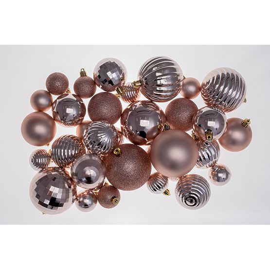 CHRISTMAS BALLS PINK-GOLD 36PCS 311433B