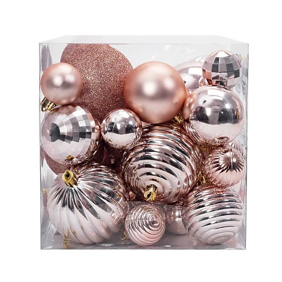 CHRISTMAS BALLS PINK-GOLD 36PCS 311433B