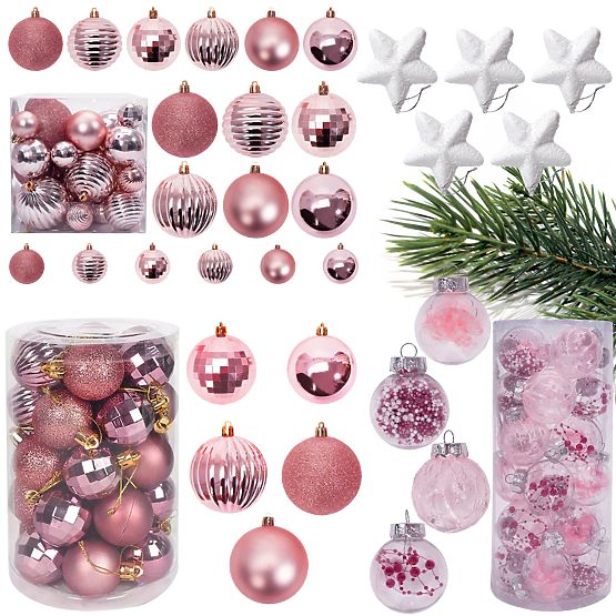 Christmas Ornament Set Pink/White 115pcs